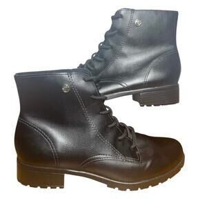 Via Marte Boots Women 8 Black Leather Made in Brazil Combat Lace Up Capsule Fall